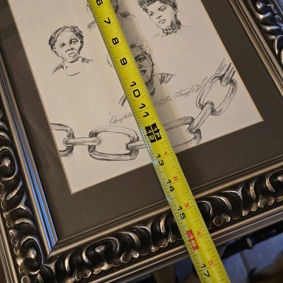 Set of 2 Framed Hand Signed Black History Graphite Drawings by T. Ellis - Picture 10 of 14